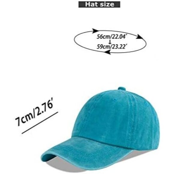 Unisex Washed-aquamarine Baseball Cap Cotton Fits Washed Denim Adjustable Hat - Picture 5 of 7